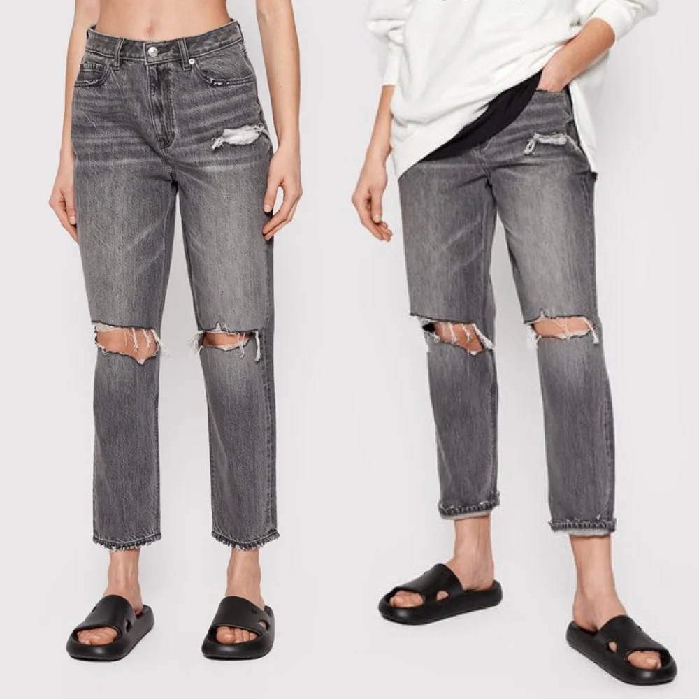 American Eagle AE Mom Jeans Smoked Grey Size 12 & 14 reg NWT - Picture 1 of 14